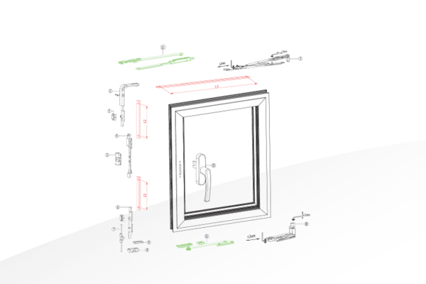 Hardware for concealed aluminum turn&tilt window